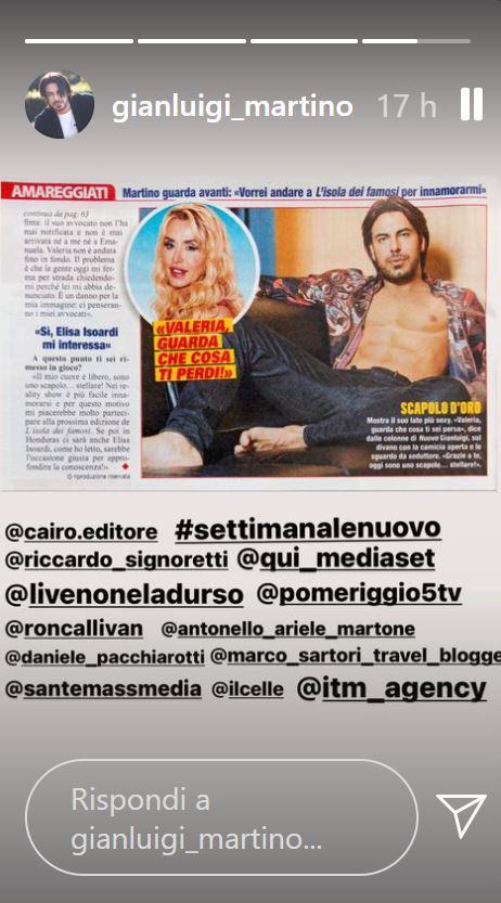 Instagram stories Gianluigi Martino