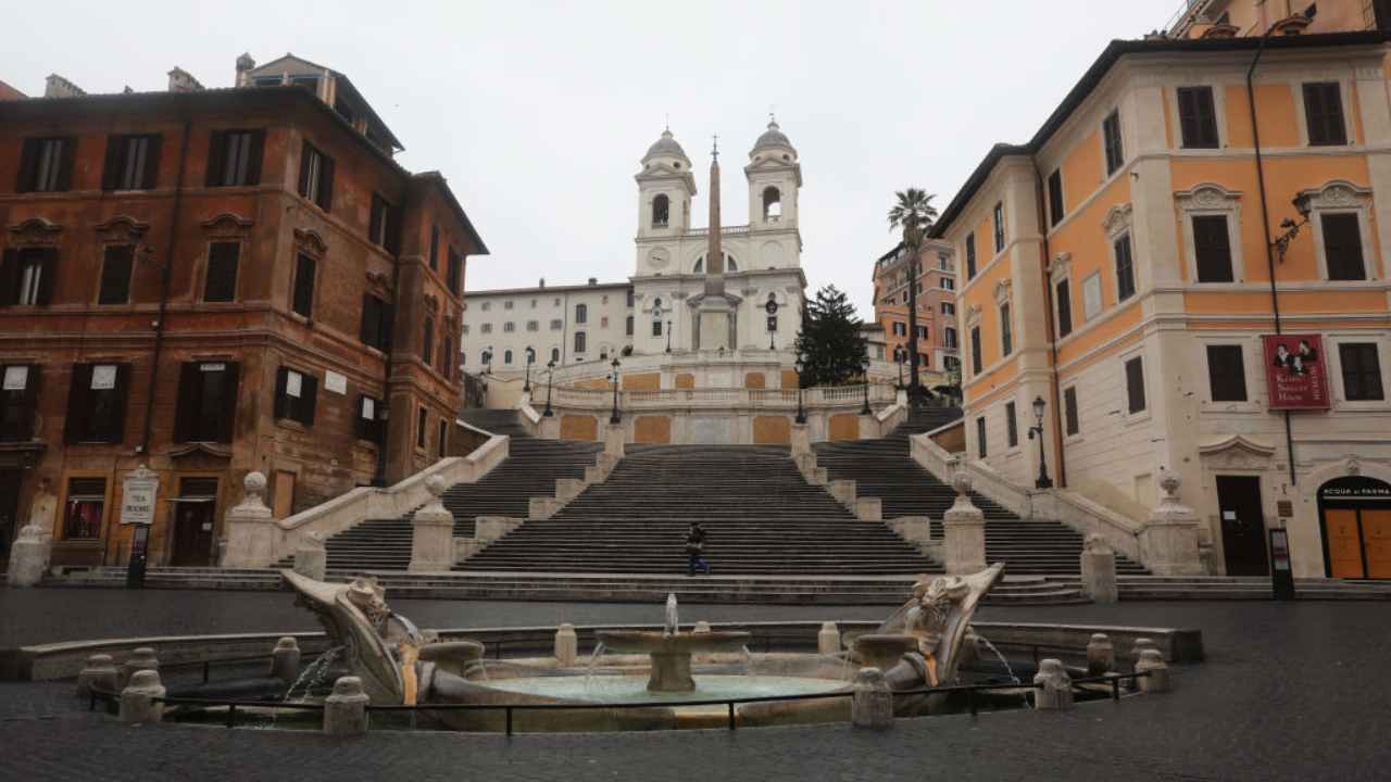 Piazza di Spagna, a Roma,durante il lockdown