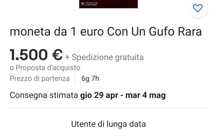 La scritta che indica i dettagli della moneta da 1 euro che ne vale 1.500