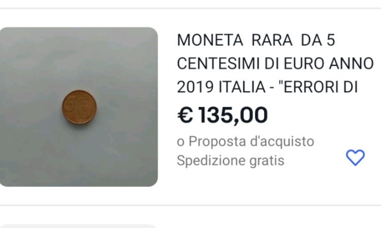 Una delle tante rare monete da 5 centesimi 