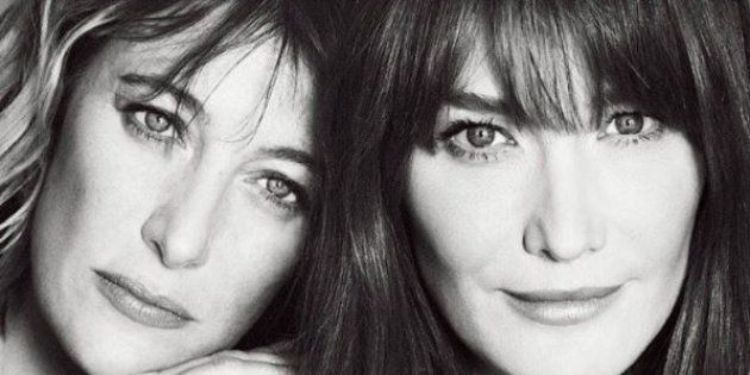 Valeria e Carla Bruni bianco e nero