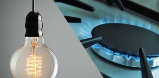 Una lampadina e un fornello accesi
