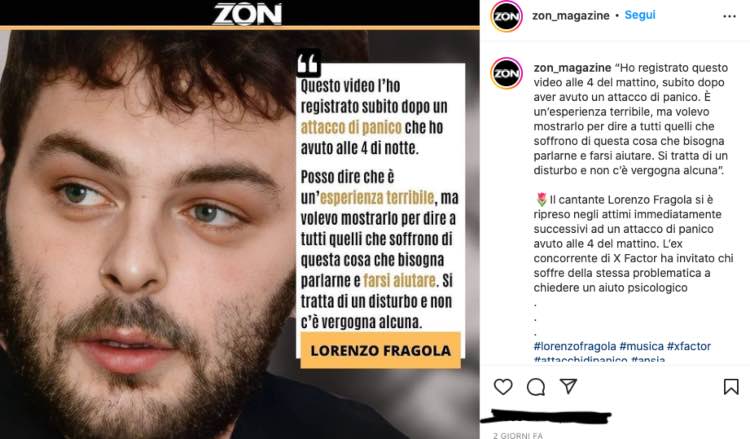 Lorenzo Fragola malore improvviso nella notte