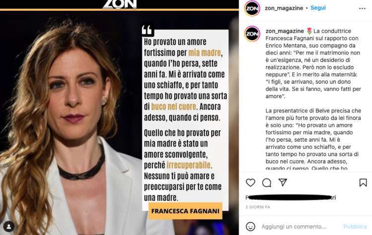 Francesca Fagnani, la tragica perdita