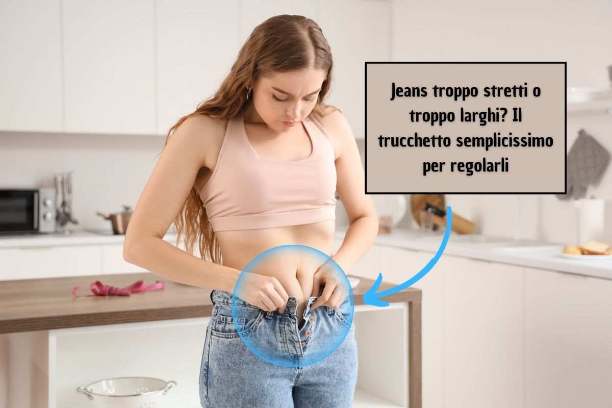 Ragazza indossa jeans stretti